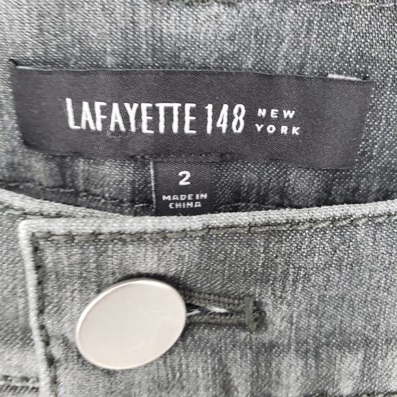 3/$25 Lafayette 148 Slim Straight Jeans 2 Mid Rise Ankle Length Stretchy Gray - Picture 3 of 10